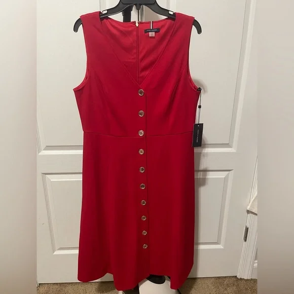 tommy hilfiger gold dress Short-Sleeve Gold-Button Dress